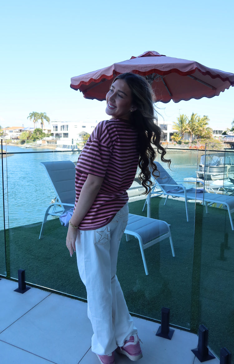 Alba Pink Stripe Oversized Tee — 3