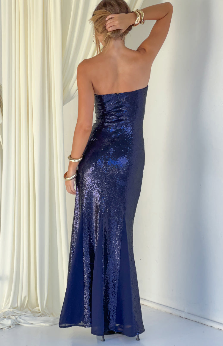 Jarrah Navy Sequin Strapless Maxi Dress — 5
