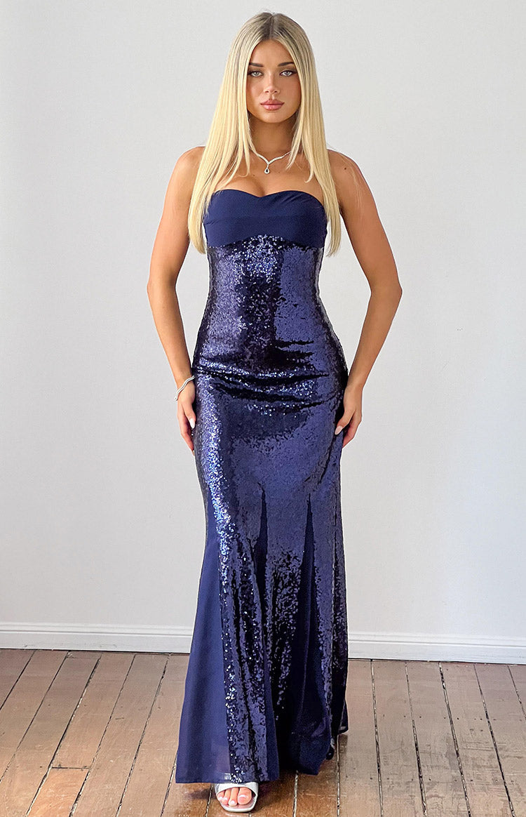 Jarrah Navy Sequin Strapless Maxi Dress — 7