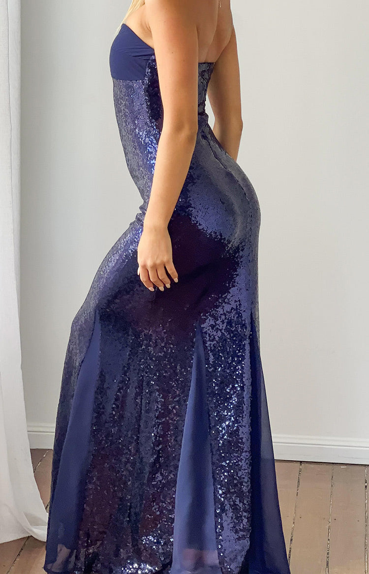 Jarrah Navy Sequin Strapless Maxi Dress — 11