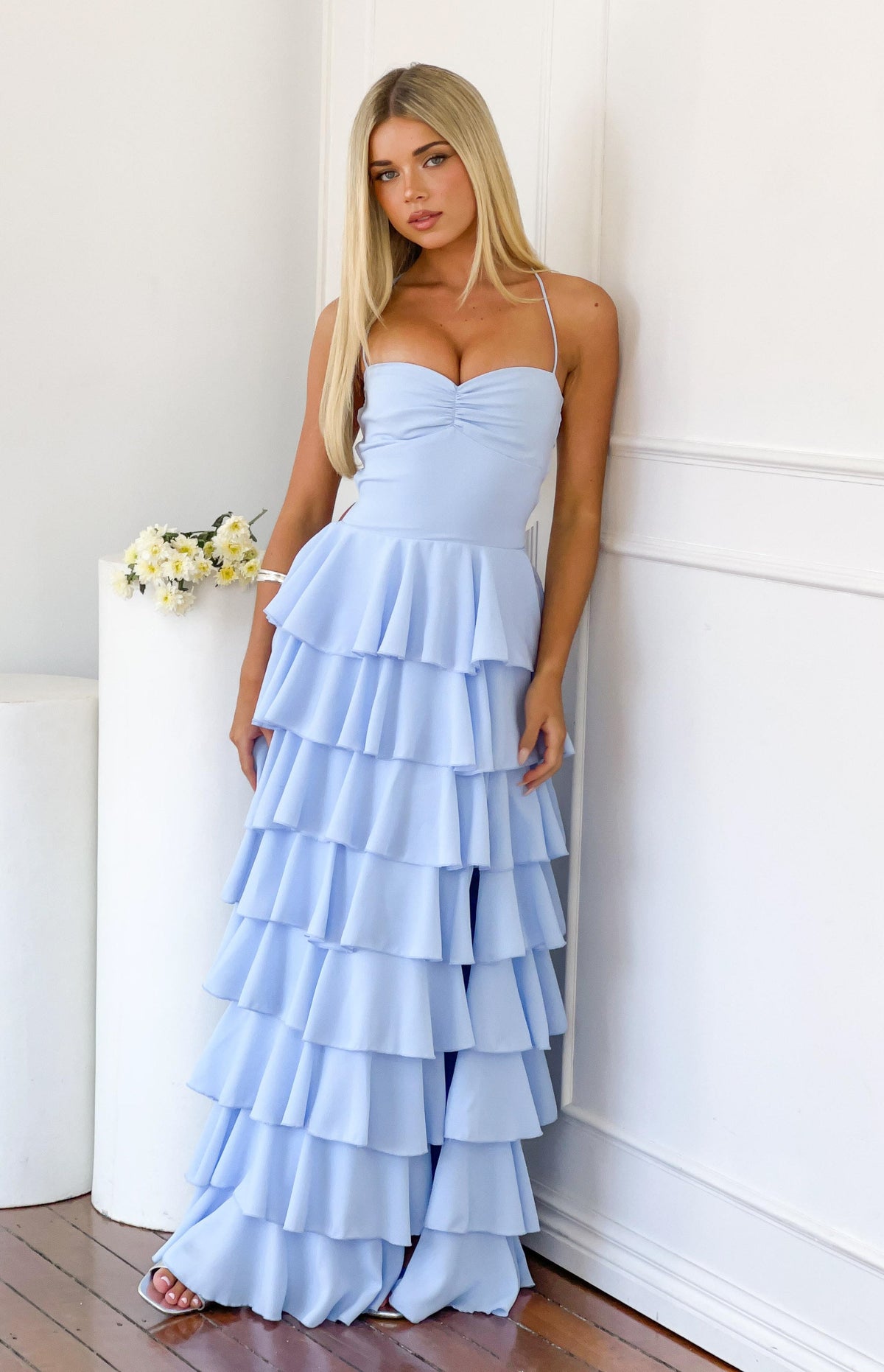 Georgie Blue Ruffle Maxi Dress — 2