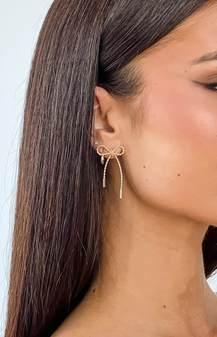 Aurora Gold Bow Earrings — 2