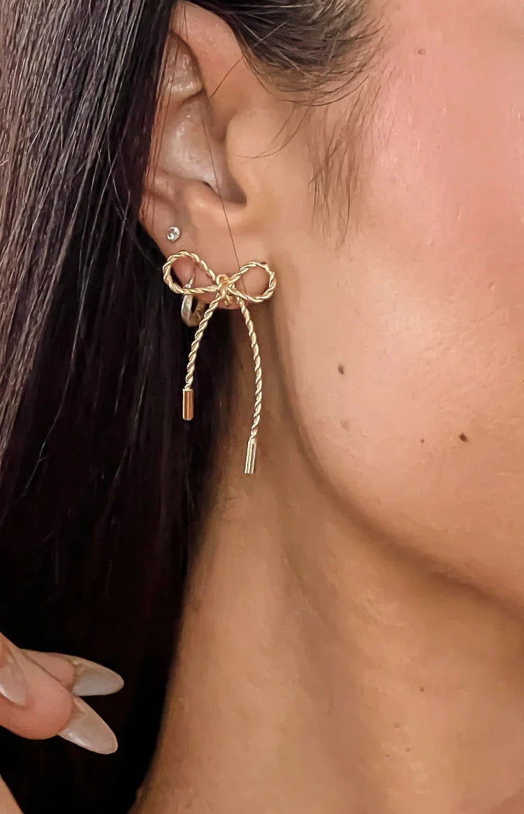 Aurora Gold Bow Earrings — 3