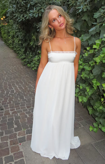 Patsy White Satin Maxi Dress — 1