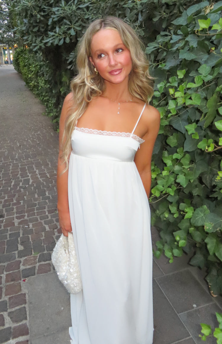 Patsy White Satin Maxi Dress — 3