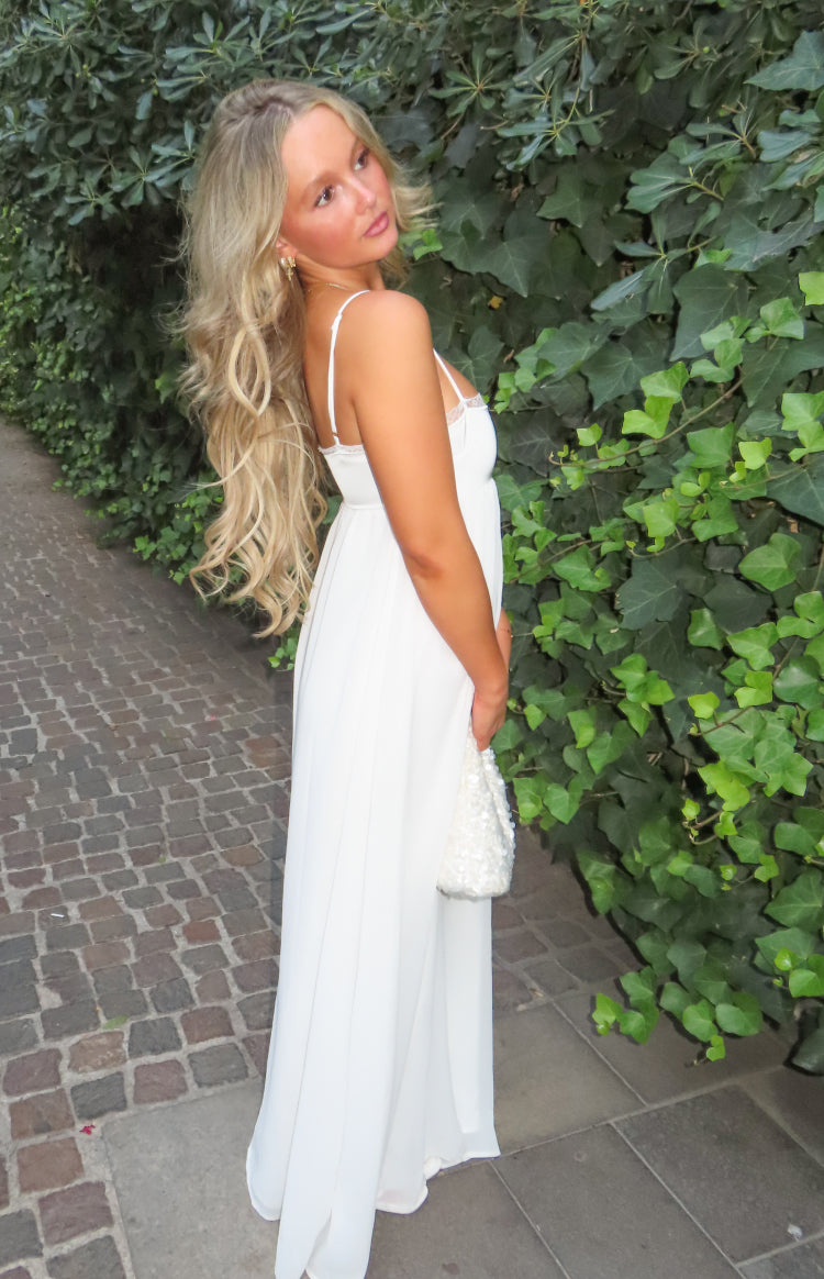 Patsy White Satin Maxi Dress — 4