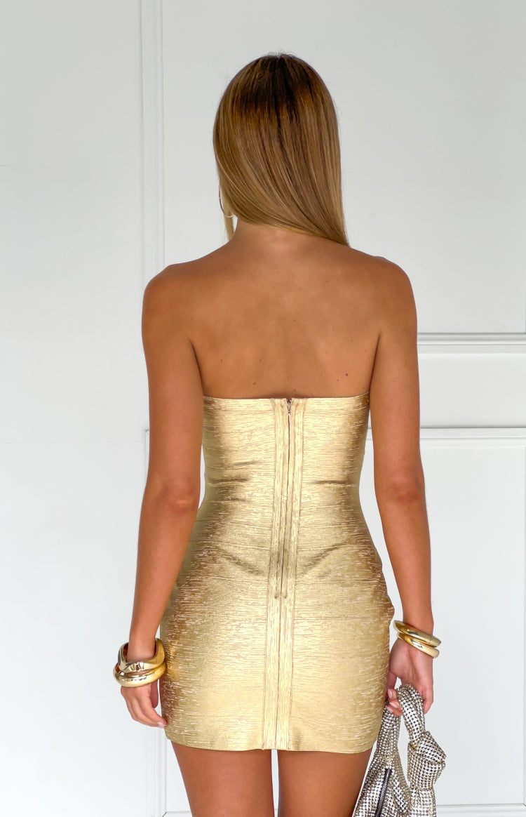 Amanda Gold Bandage Strapless Mini Dress — 6