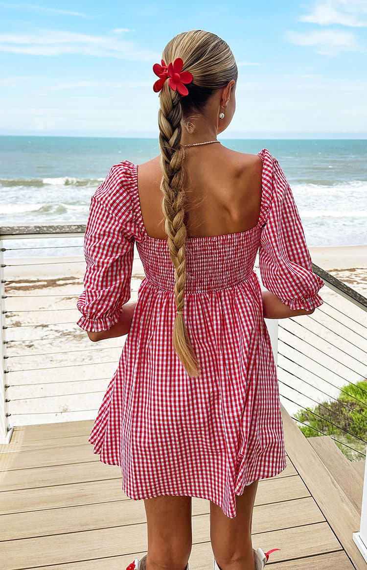 Rubi Red Gingham Babydoll Mini Dress — 4