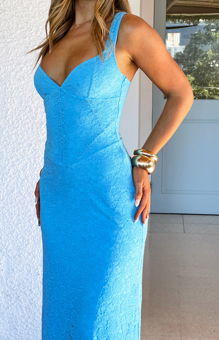 Adhara Blue Lace Formal Maxi Dress — 13