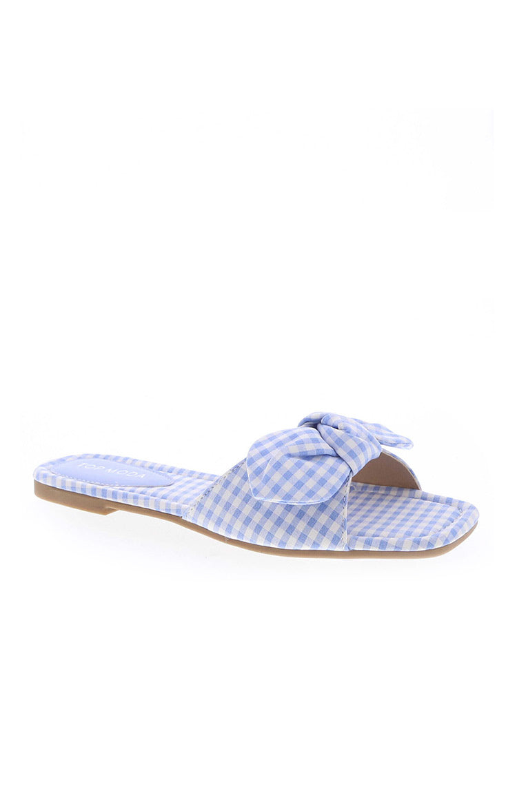 Ariel Blue Check Bow Sandals — 3