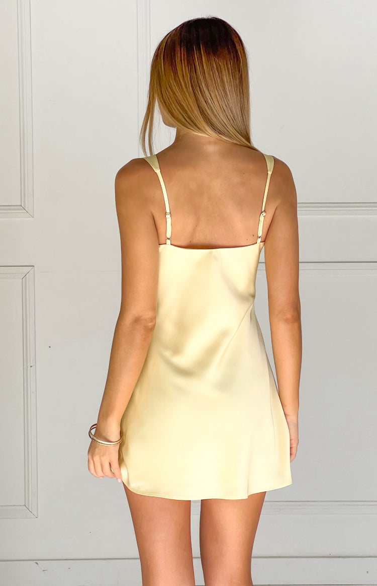 Morgan Yellow Contrast Satin Mini Dress — 5