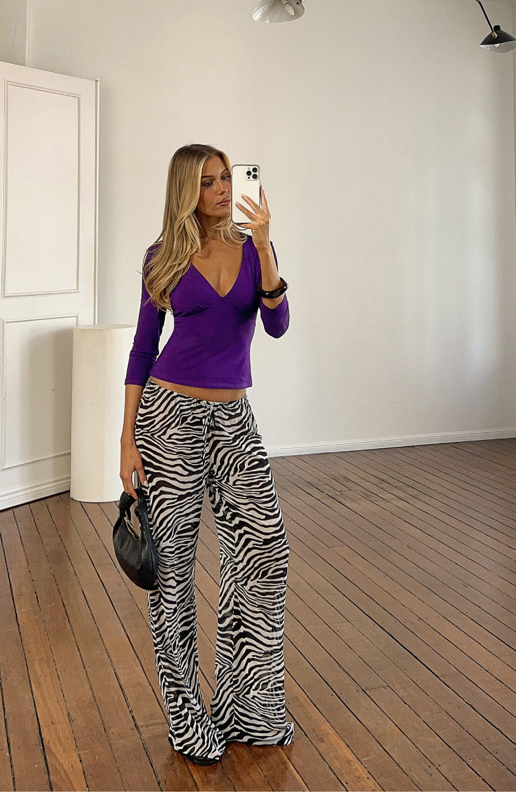 Joplin Black Sheer Zebra Print Pants — 5