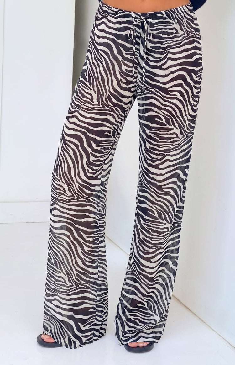 Joplin Black Sheer Zebra Print Pants — 7