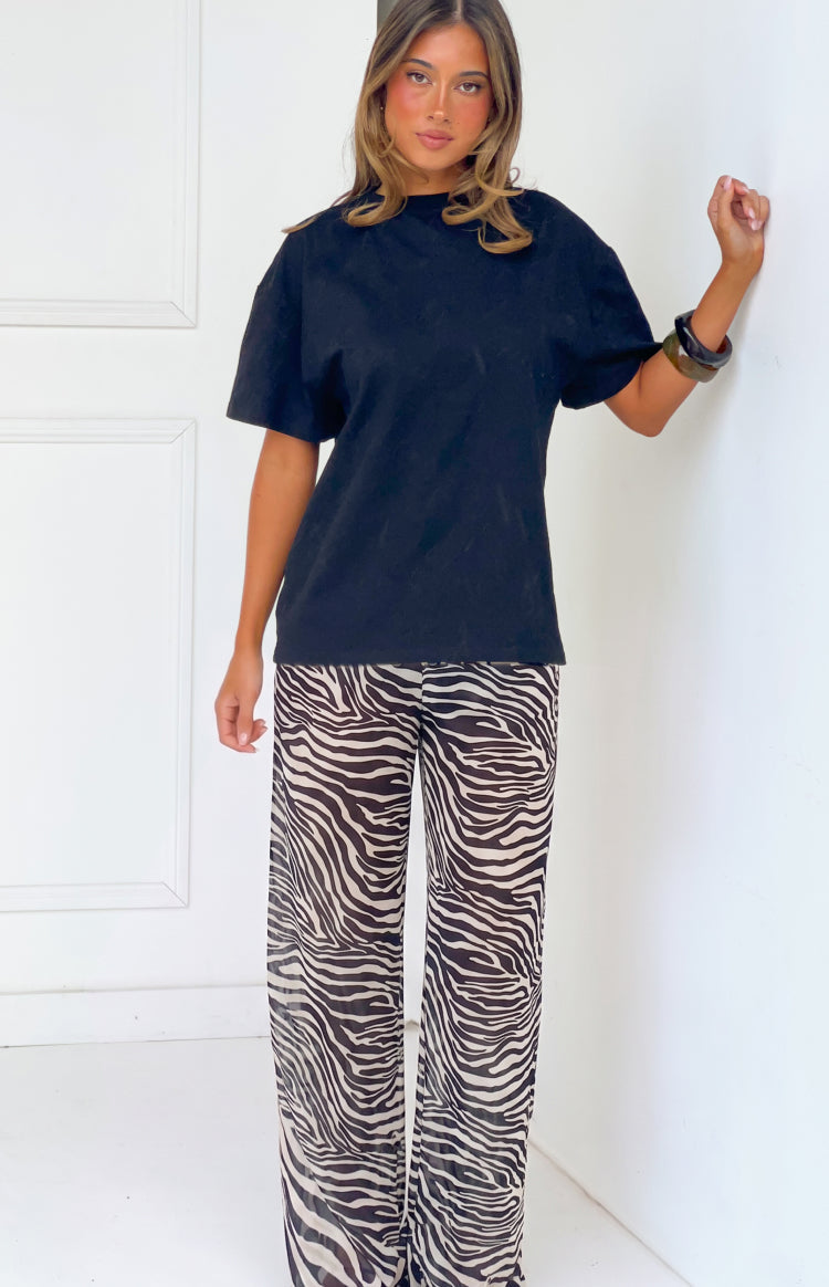 Joplin Black Sheer Zebra Print Pants — 8