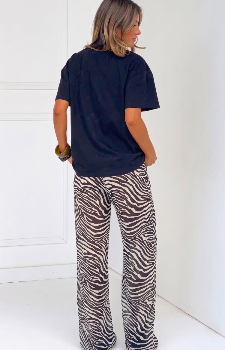 Joplin Black Sheer Zebra Print Pants — 10