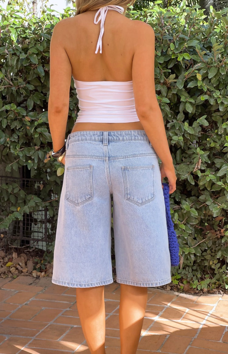 Peggy Light Wash Denim Shorts — 9