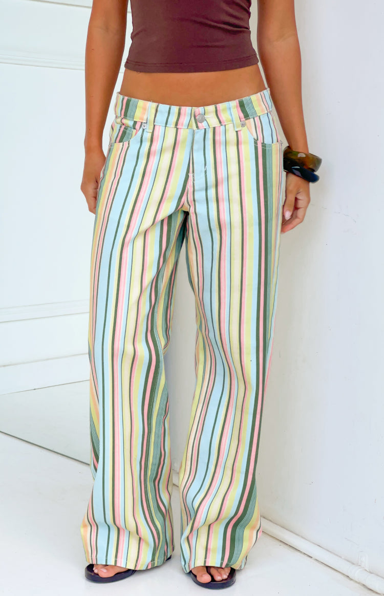 Carrie Multi Stripe Low Rise Jeans — 1