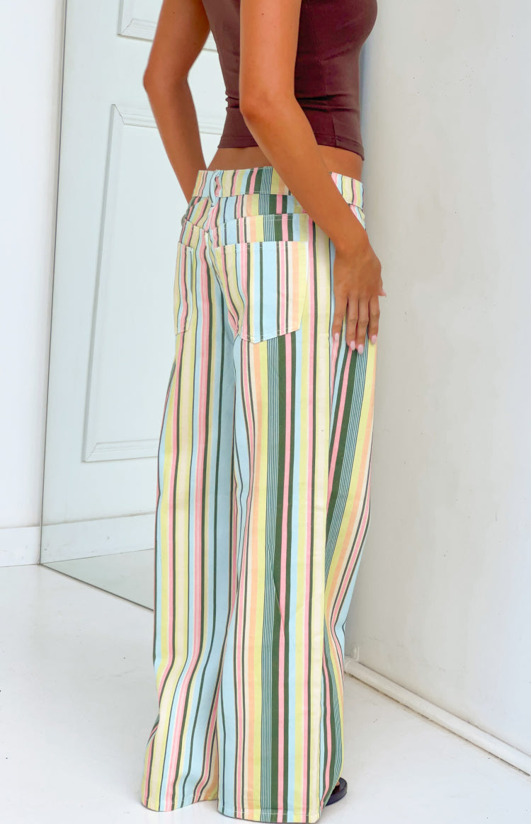 Carrie Multi Stripe Low Rise Jeans — 4