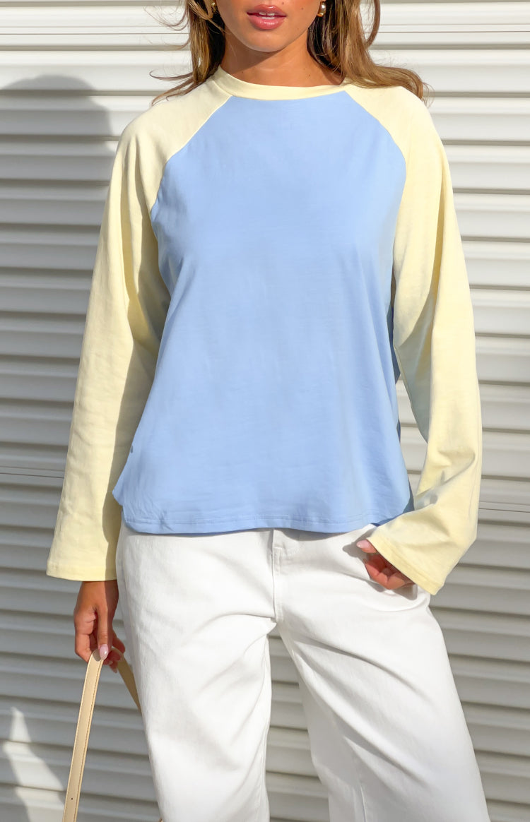 Perry Blue Contrast Raglan Sleeve Top — 3