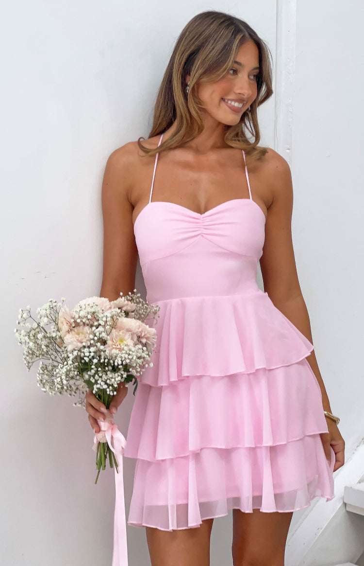 Georgie Pink Ruffle Mini Dress — 12