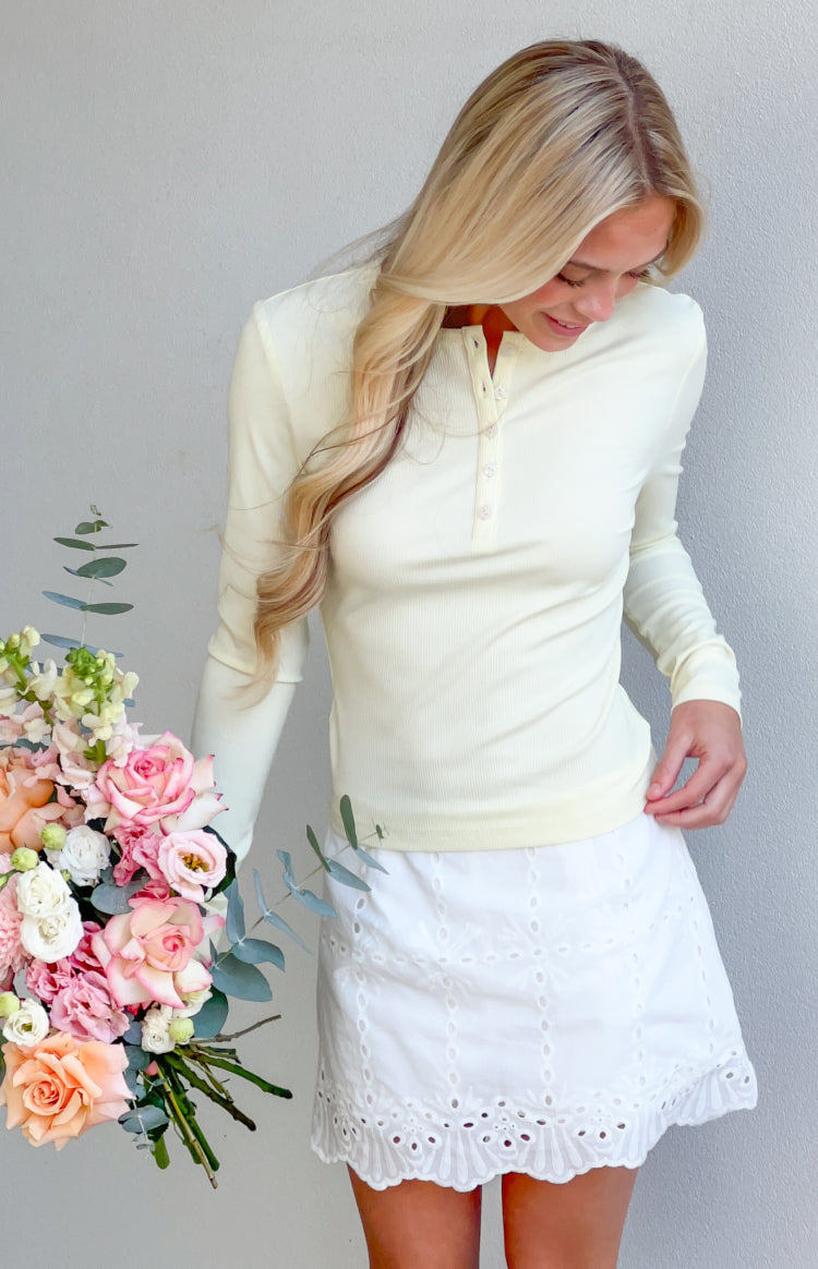 Ayla White Broderie Mini Skort — 8