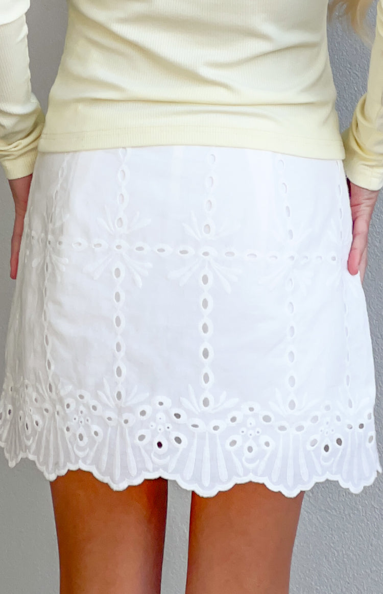 Ayla White Broderie Mini Skort — 12