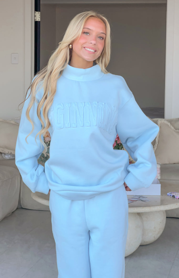 Remy Blue Applique Mock Neck Sweater — 3