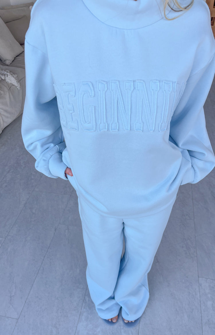 Remy Blue Applique Mock Neck Sweater — 5