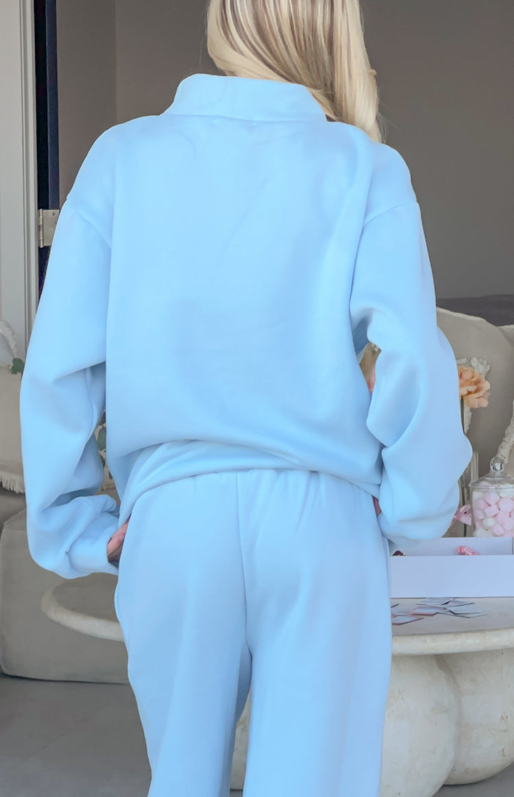 Remy Blue Applique Mock Neck Sweater — 6