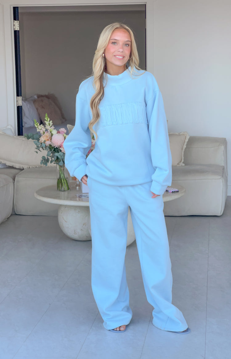Pip Blue Mid Rise Slouch Fit Trackpants — 2