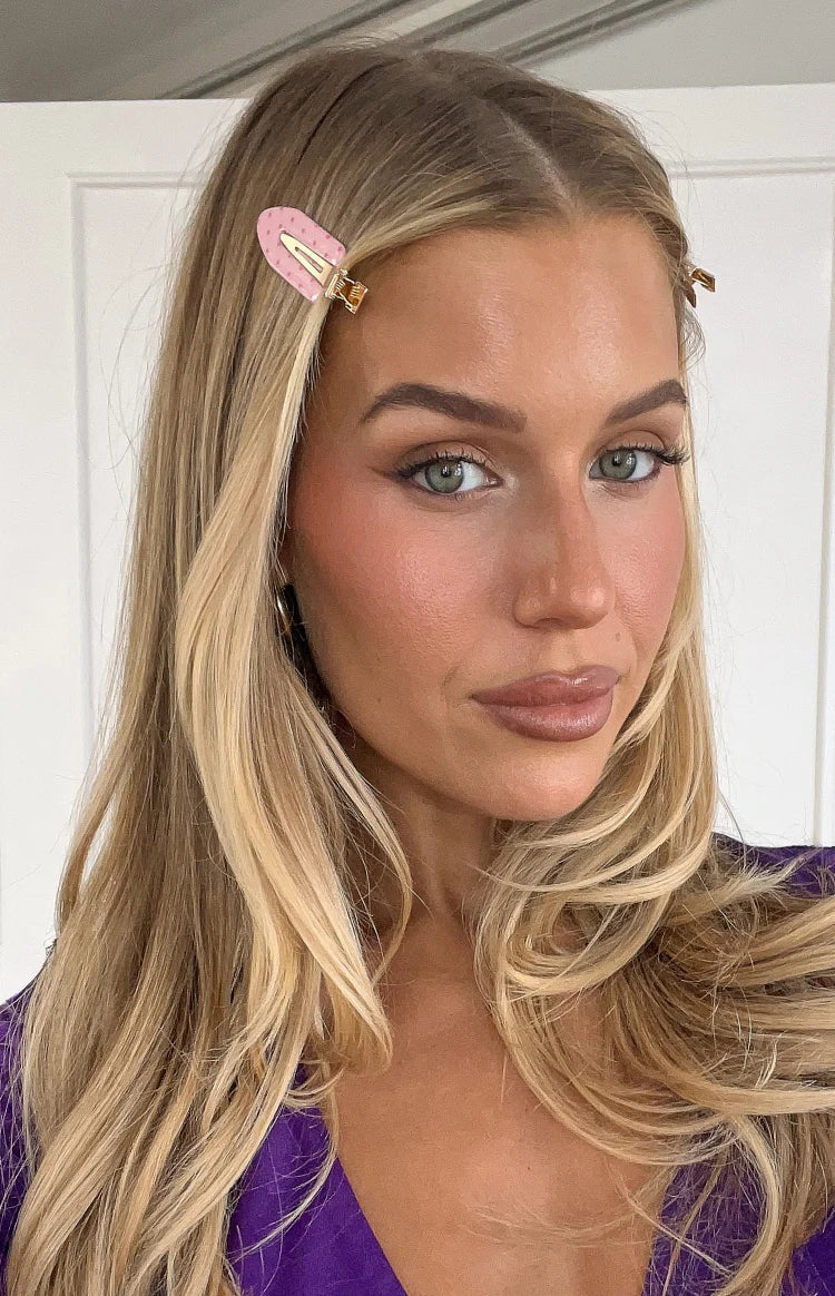 Juno Pink Polka Dot 4 Pack Non Crease Hair Clips — 1