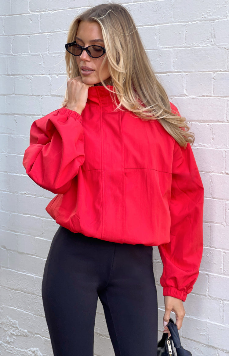Enya Red Funnel Neck Sports Jacket — 1