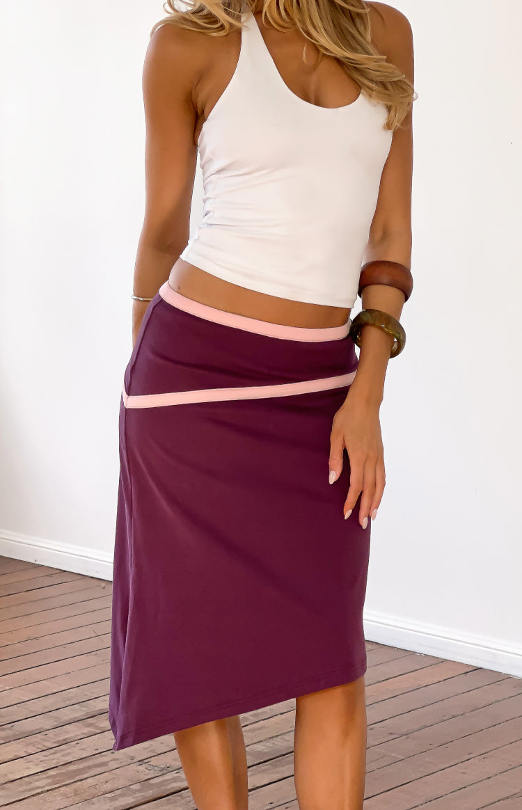 Levi Grape Contrast Bind Asymmetric Skirt — 1