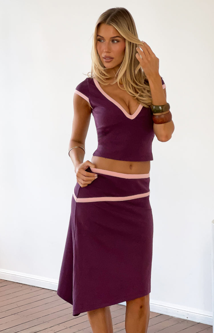 Levi Grape Contrast Bind Jersey Top — 2