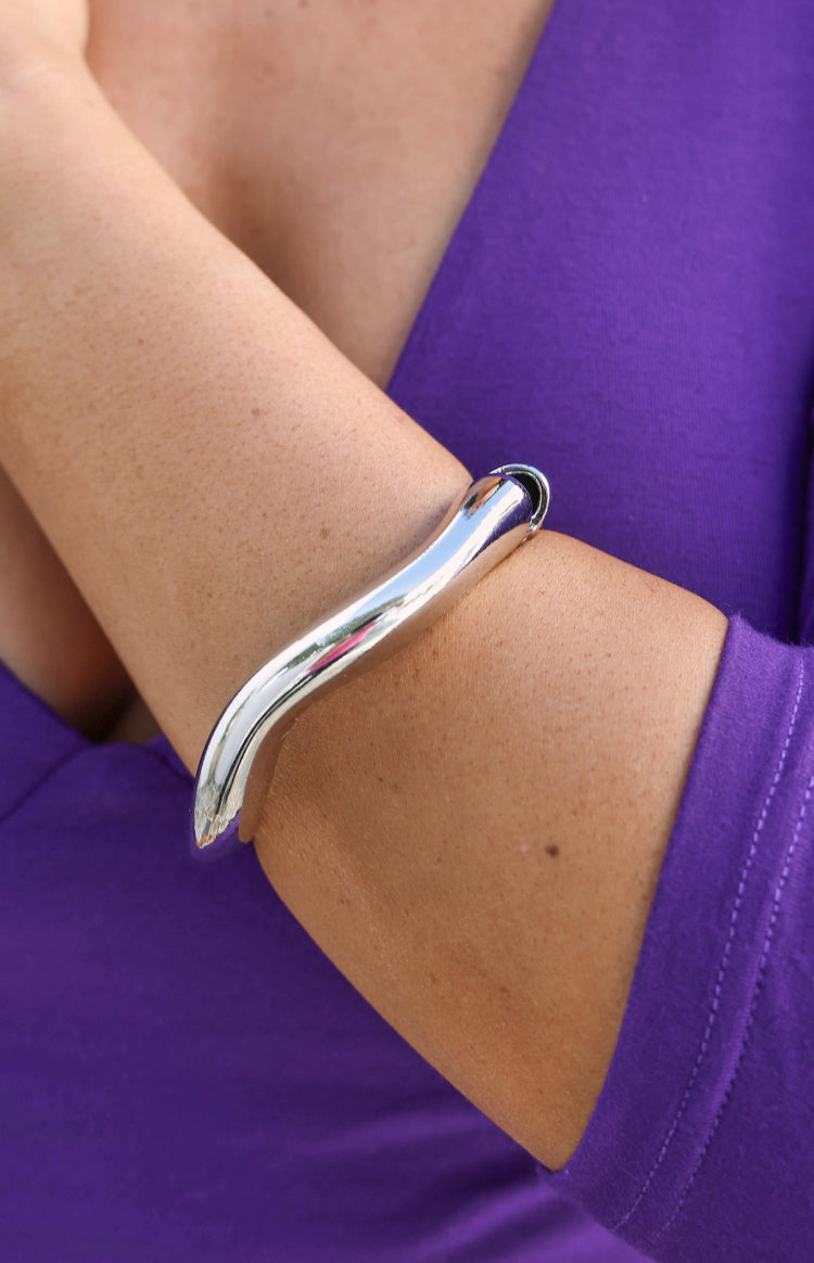 Fable Silver Wavy Cuff Bracelet — 3