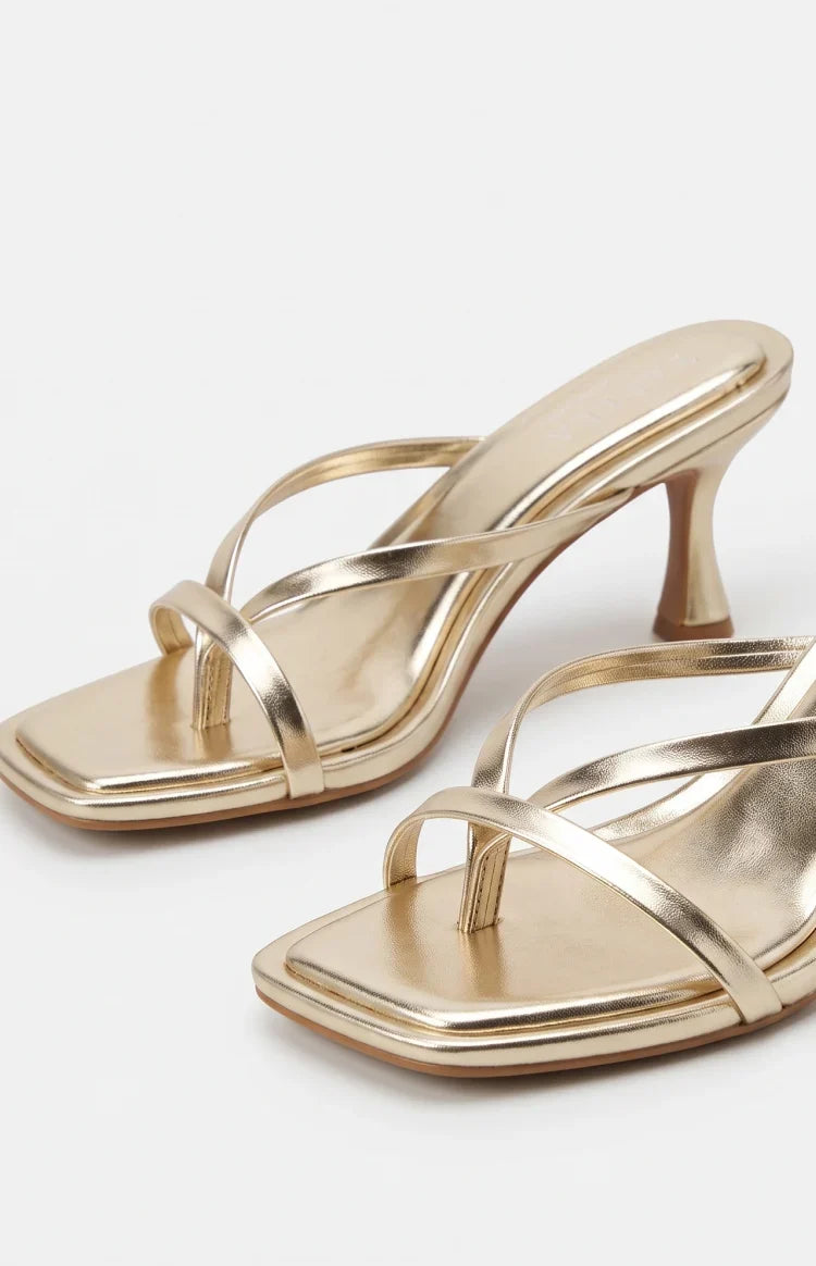 Girls Night Gold Strap Kitten Heels — 1