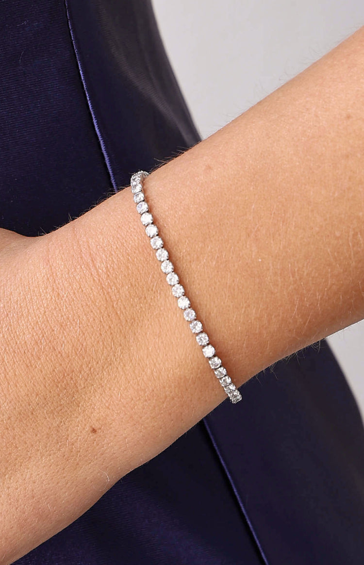 Addison Silver Diamante Tennis Bracelet — 1