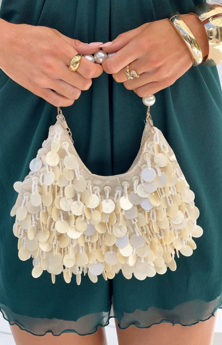 Rooney Cream Pearl Beaded Handbag — 3