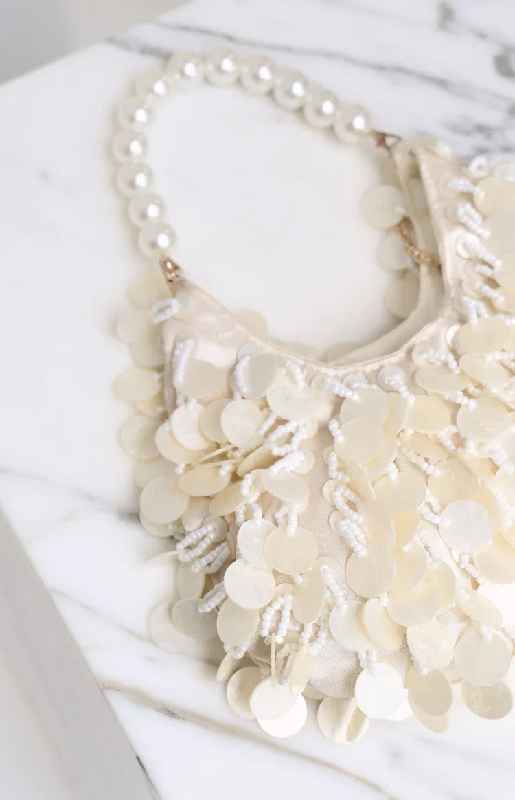 Rooney Cream Pearl Beaded Handbag — 4