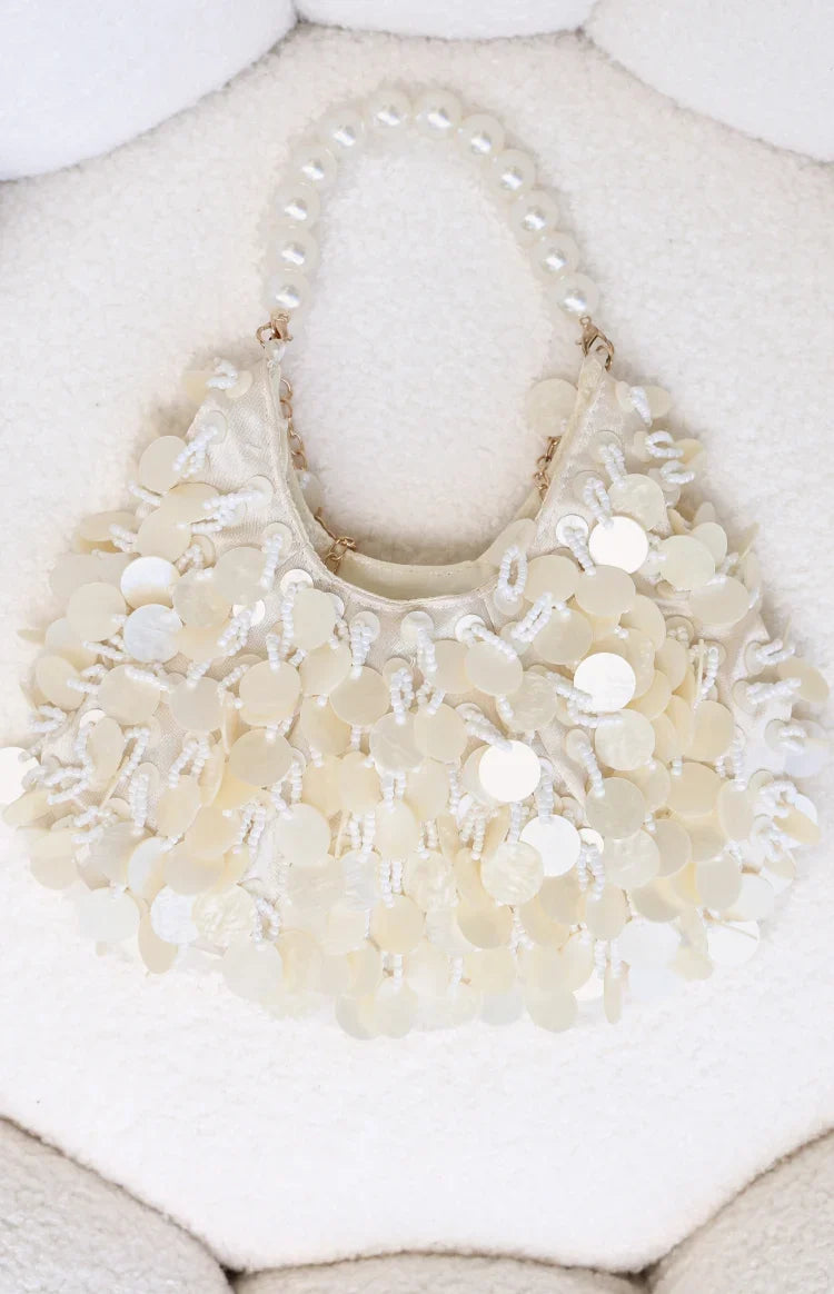 Rooney Cream Pearl Beaded Handbag — 5