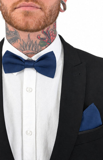 Abel Navy Bow Tie And Pocket Square Set — 1