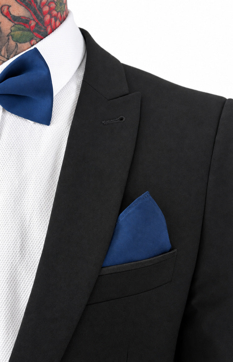 Abel Navy Bow Tie And Pocket Square Set — 2
