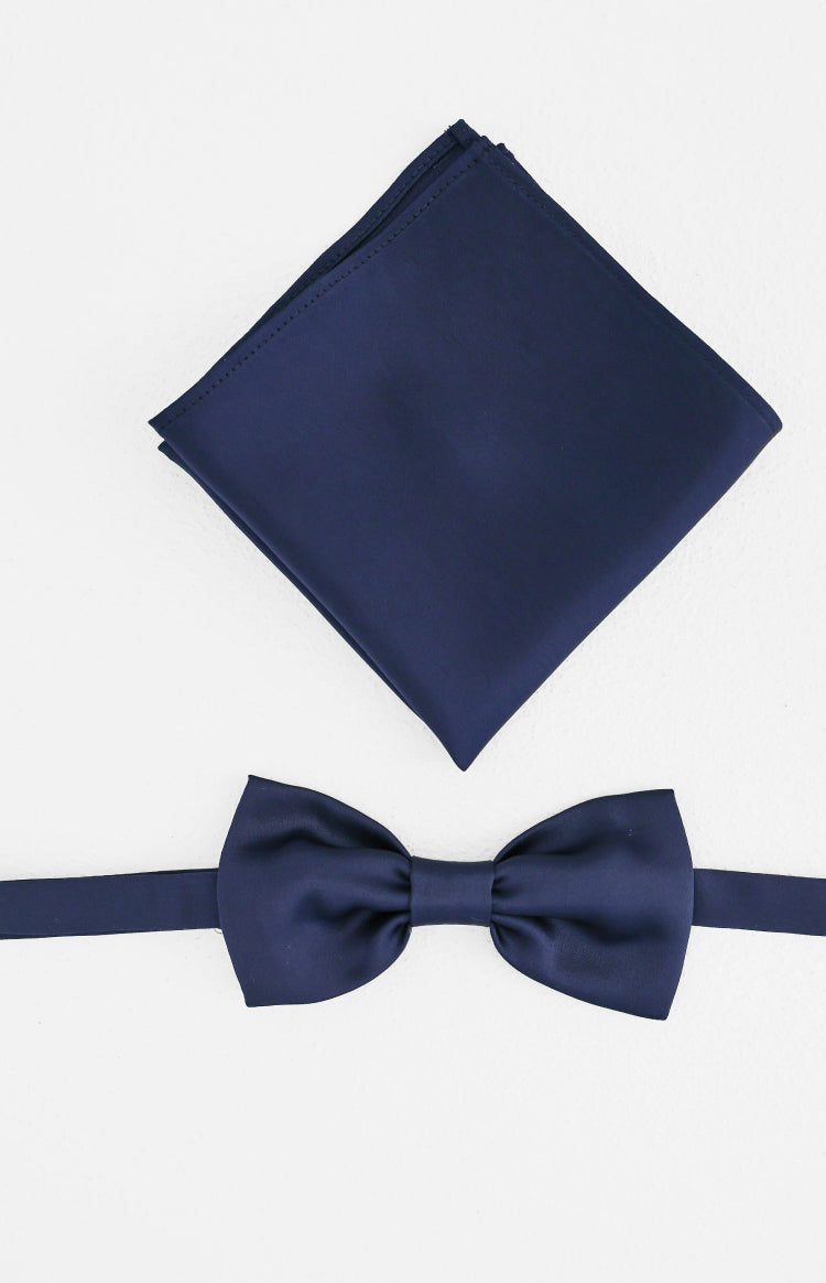 Abel Navy Bow Tie And Pocket Square Set — 3