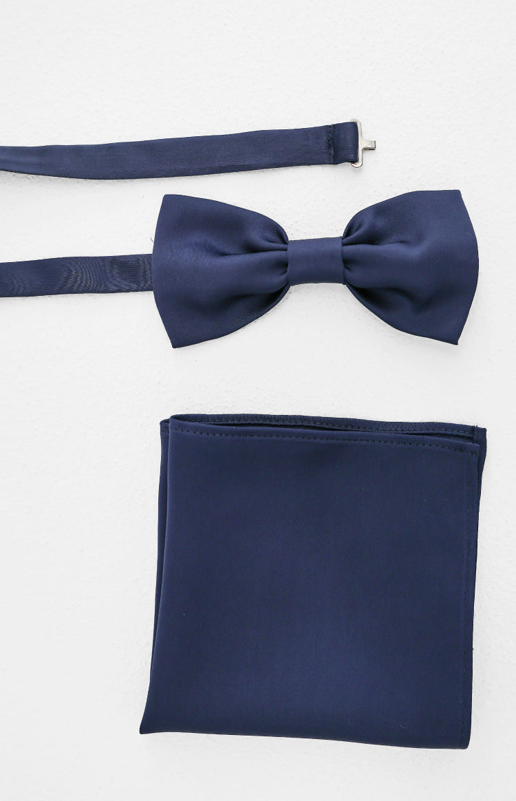 Abel Navy Bow Tie And Pocket Square Set — 4