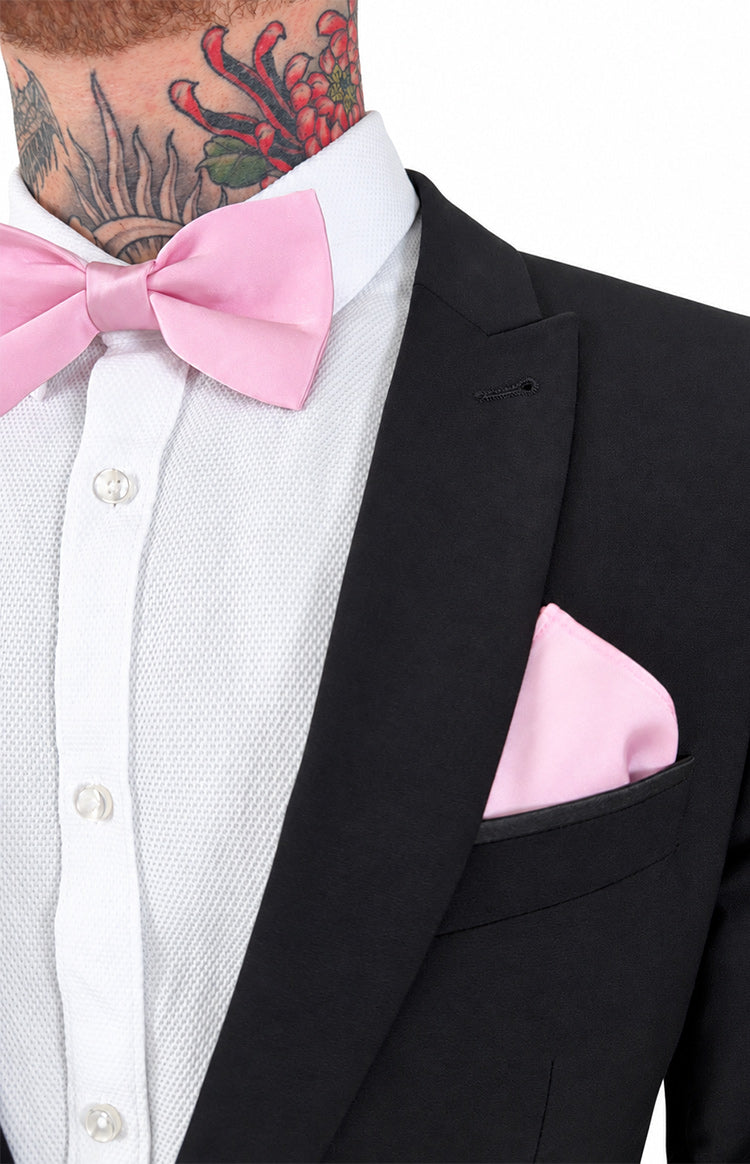 Abel Pink Bow Tie And Pocket Square Set — 1