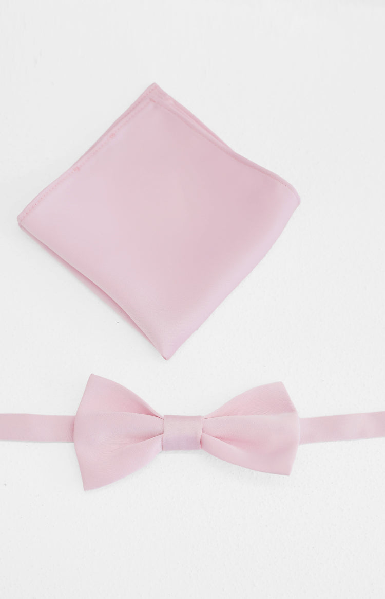 Abel Pink Bow Tie And Pocket Square Set — 3