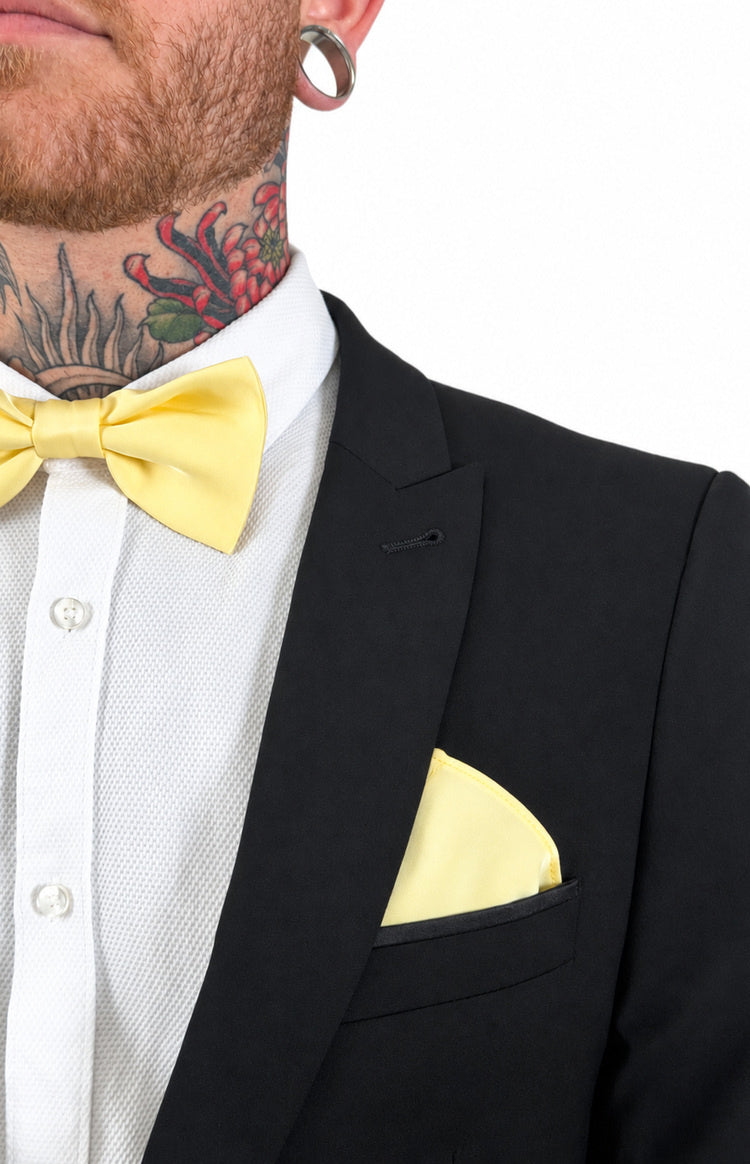 Abel Yellow Bow Tie And Pocket Square Set — 1