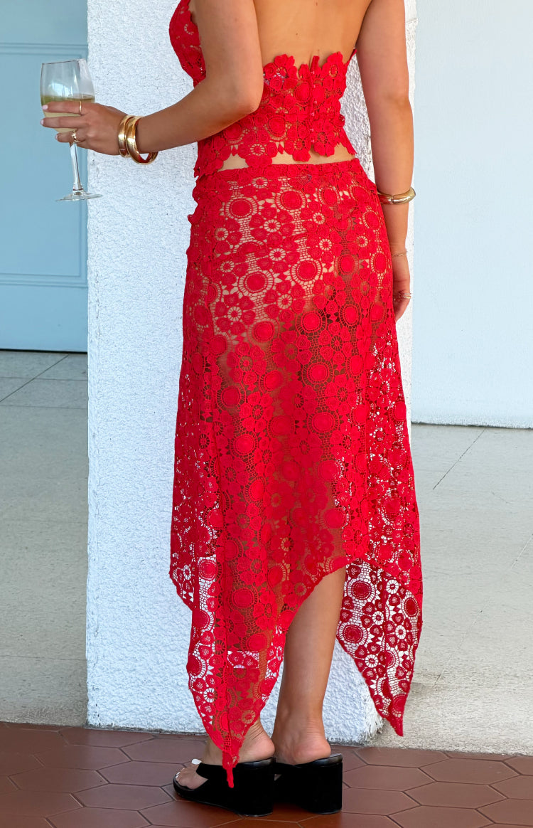 Lioness Trophy Rouge Crochet Midi Skirt — 6