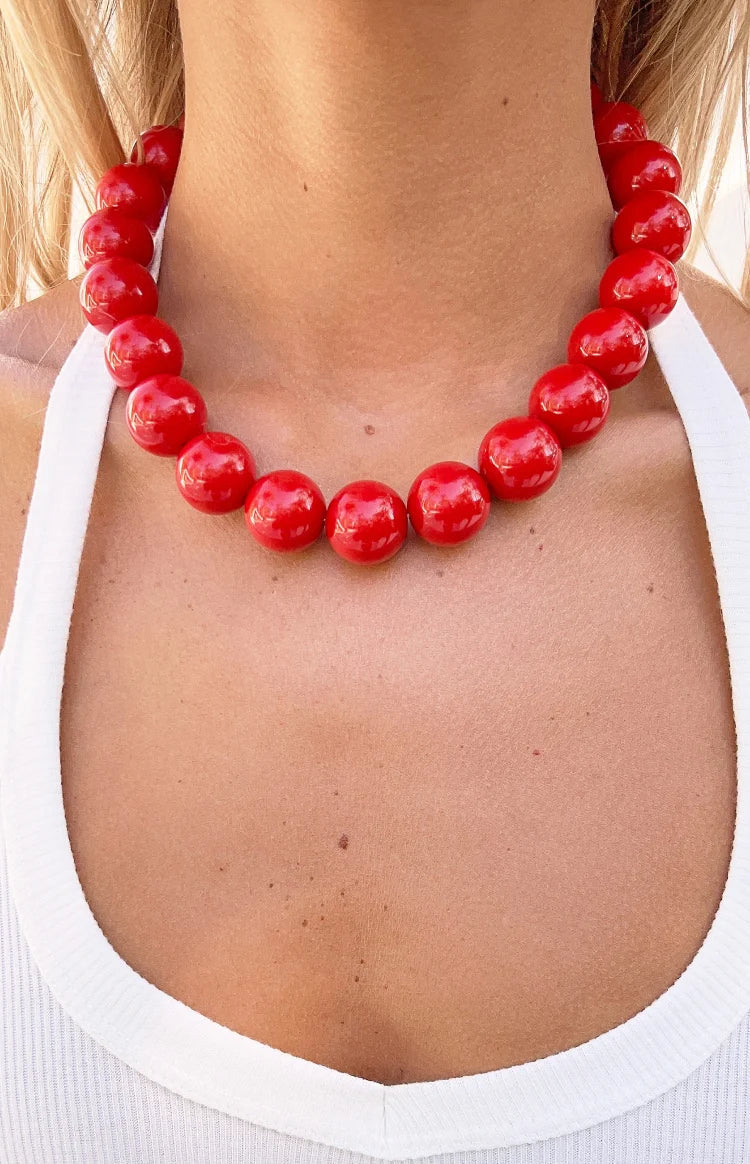 Asher Red Beaded Necklace — 1