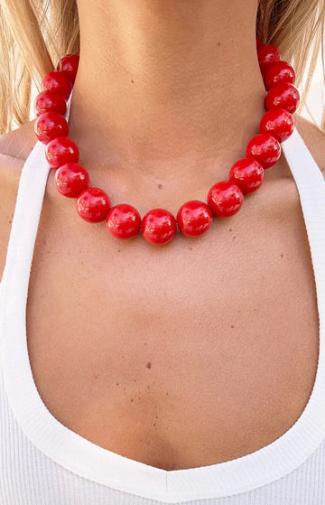Asher Red Beaded Necklace — 1